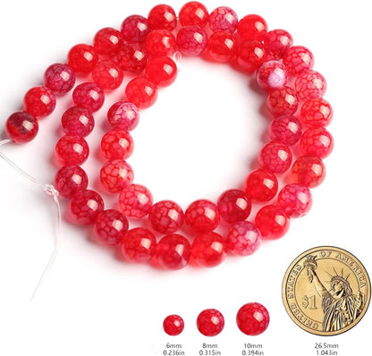 60pcs Round Loose Yellow Fire Agate Beads for Bracelet Beads，6mm Gemstone Bead Round Loose Stone Beads for Jewelry Making DIY Bracelet Necklace Earrings