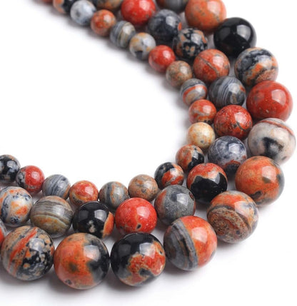 60pcs Round Loose Yellow Fire Agate Beads for Bracelet Beads，6mm Gemstone Bead Round Loose Stone Beads for Jewelry Making DIY Bracelet Necklace Earrings
