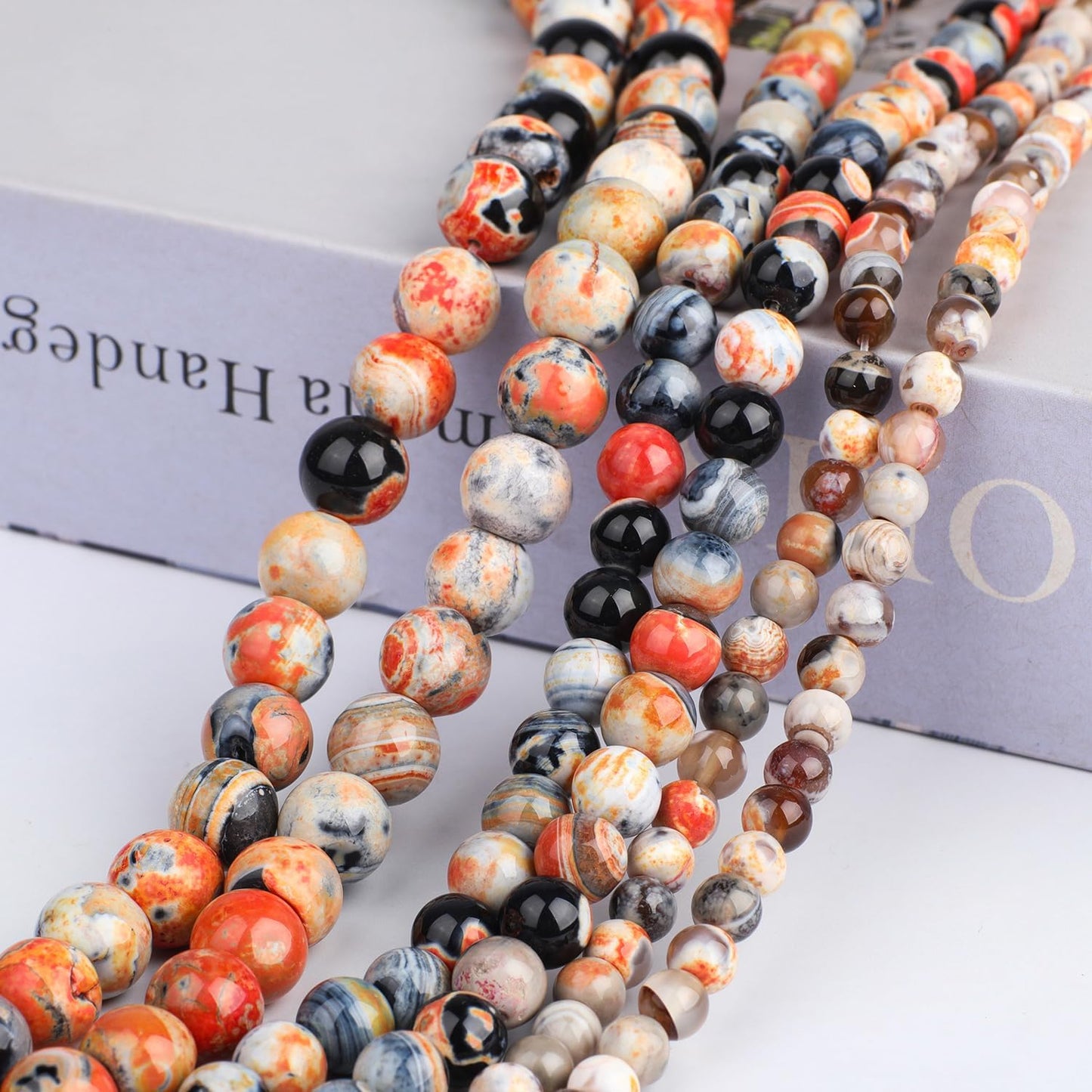 60pcs Round Loose Yellow Fire Agate Beads for Bracelet Beads，6mm Gemstone Bead Round Loose Stone Beads for Jewelry Making DIY Bracelet Necklace Earrings