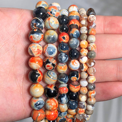 60pcs Round Loose Yellow Fire Agate Beads for Bracelet Beads，6mm Gemstone Bead Round Loose Stone Beads for Jewelry Making DIY Bracelet Necklace Earrings
