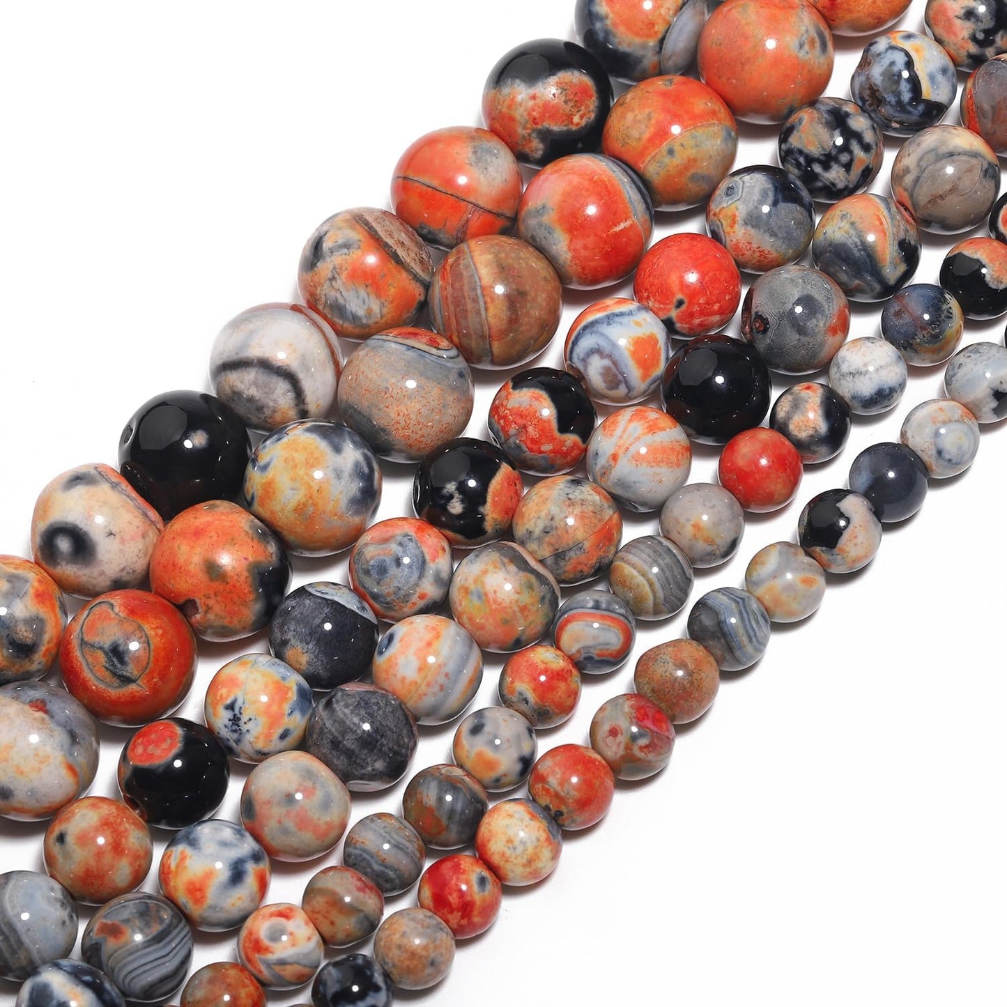 60pcs Round Loose Yellow Fire Agate Beads for Bracelet Beads，6mm Gemstone Bead Round Loose Stone Beads for Jewelry Making DIY Bracelet Necklace Earrings