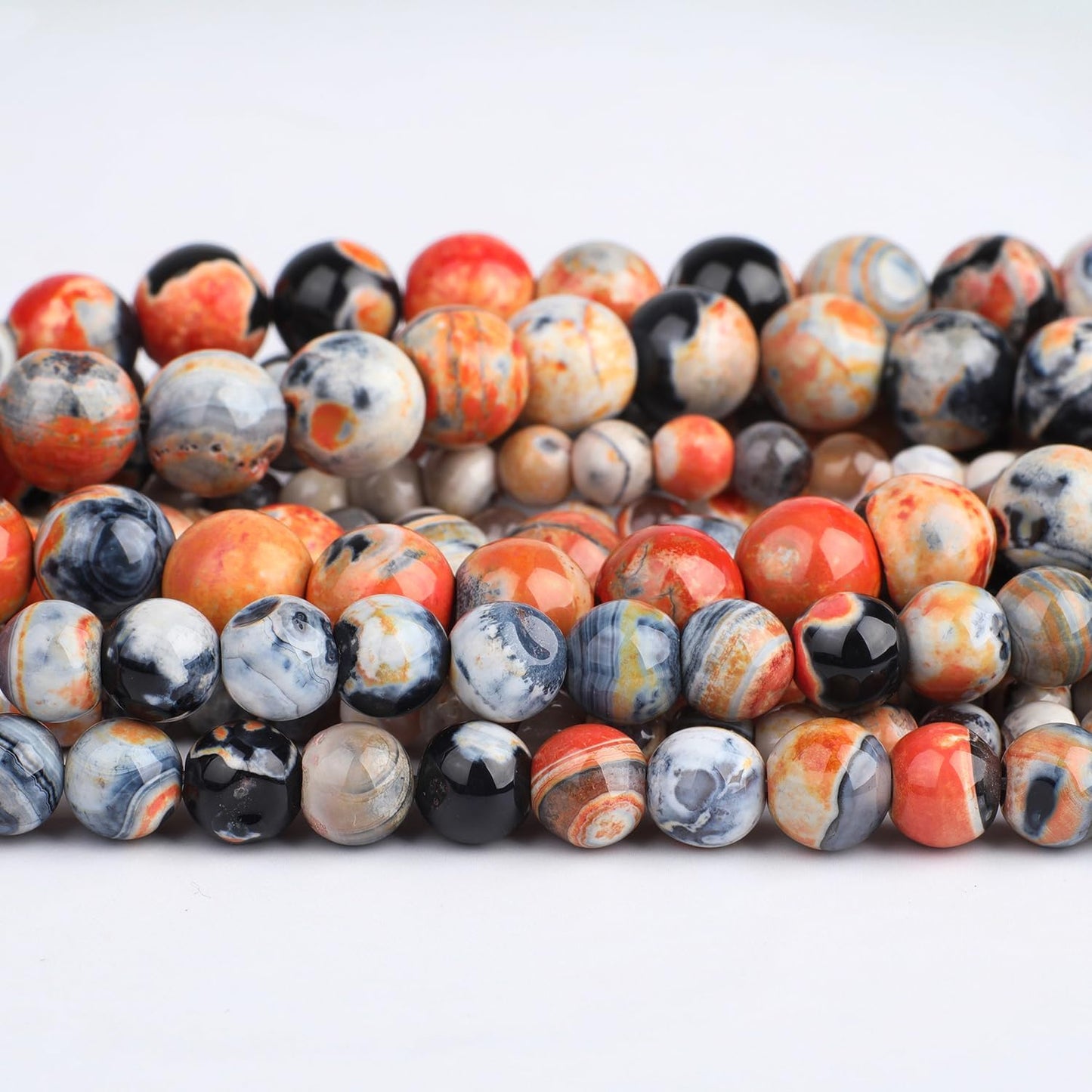 60pcs Round Loose Yellow Fire Agate Beads for Bracelet Beads，6mm Gemstone Bead Round Loose Stone Beads for Jewelry Making DIY Bracelet Necklace Earrings