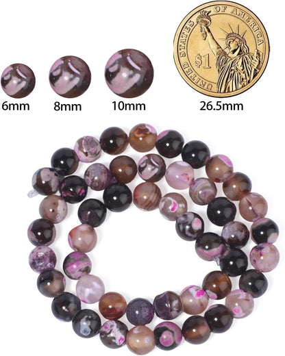 60pcs Round Loose Yellow Fire Agate Beads for Bracelet Beads，6mm Gemstone Bead Round Loose Stone Beads for Jewelry Making DIY Bracelet Necklace Earrings
