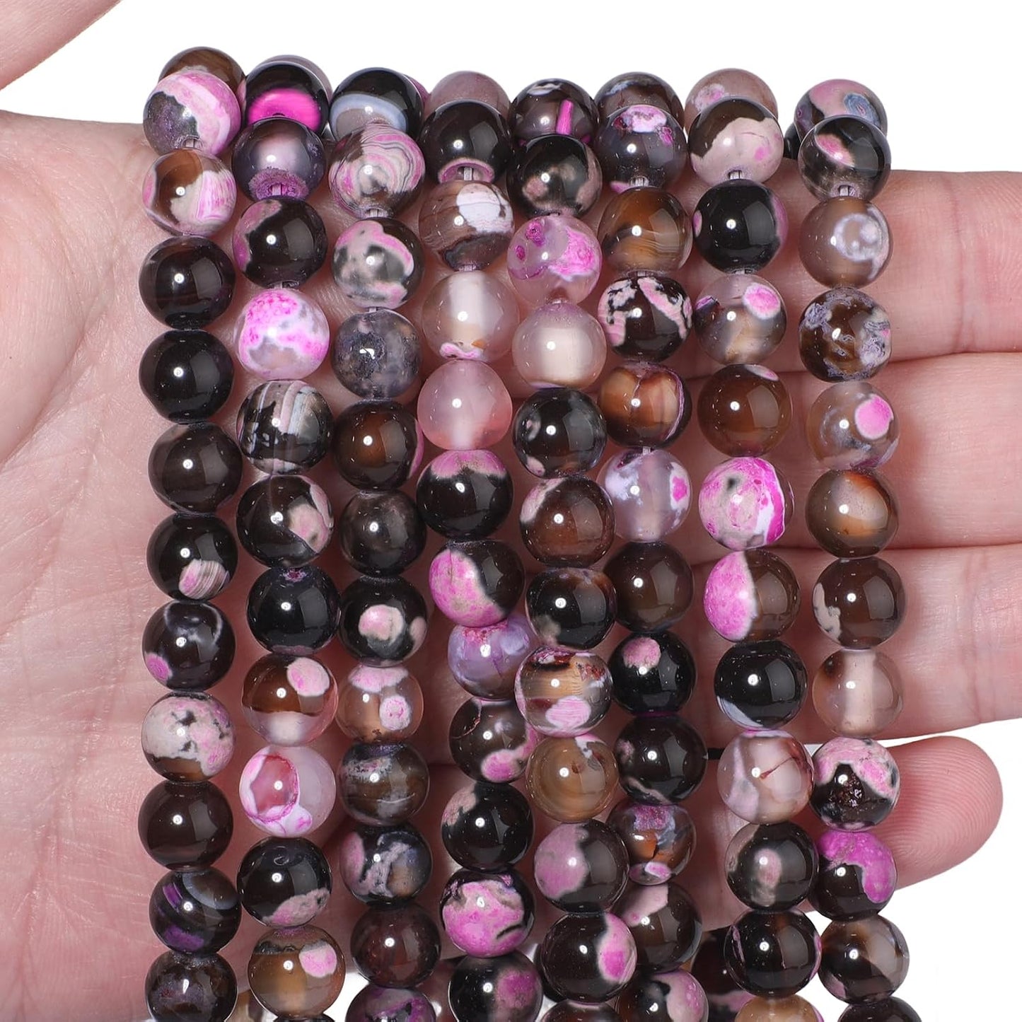 60pcs Round Loose Yellow Fire Agate Beads for Bracelet Beads，6mm Gemstone Bead Round Loose Stone Beads for Jewelry Making DIY Bracelet Necklace Earrings