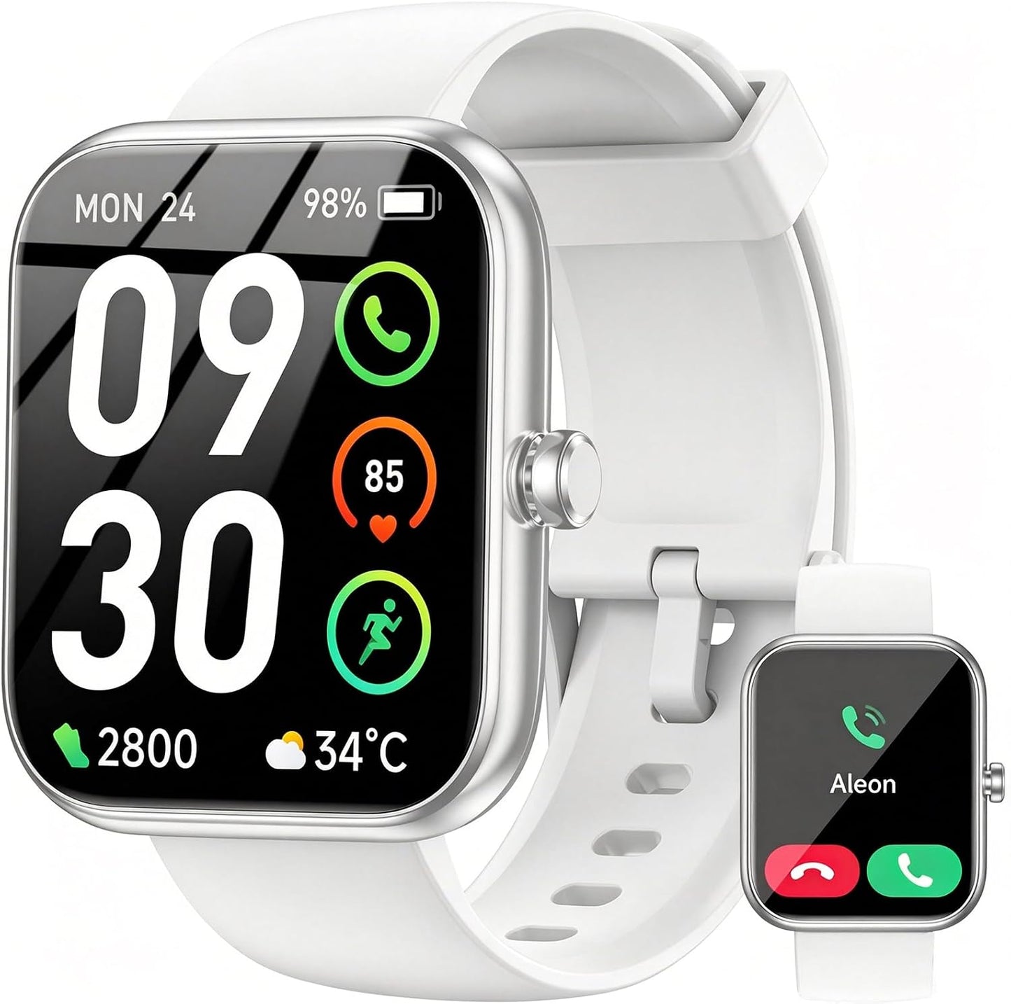 Smart Watch with Alexa Built-in, 1.83" HD Touchscreen Fitness Tracker, Bluetooth Notifications/Calls, IP68 Waterproof, 120+ Sport Modes, 24/7 Heart Rate & Sleep Monitor for iPhone Android iOS (White)