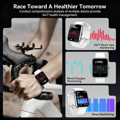 Smart Watch with Alexa Built-in, 1.83" HD Touchscreen Fitness Tracker, Bluetooth Notifications/Calls, IP68 Waterproof, 120+ Sport Modes, 24/7 Heart Rate & Sleep Monitor for iPhone Android iOS (White)