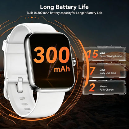 Smart Watch with Alexa Built-in, 1.83" HD Touchscreen Fitness Tracker, Bluetooth Notifications/Calls, IP68 Waterproof, 120+ Sport Modes, 24/7 Heart Rate & Sleep Monitor for iPhone Android iOS (White)
