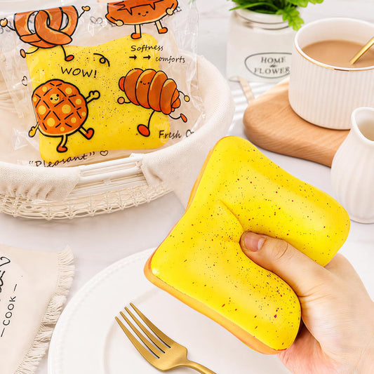 Bread Butter Squishy Slow Rising Squeeze Fidget Squishies Toys（Yellow） | Sensory Fidget Stress Relief Squishies,Soft Fidget Toys Anxiety Relief Party Favors Butter Squishy Bread for Kids＆Adult