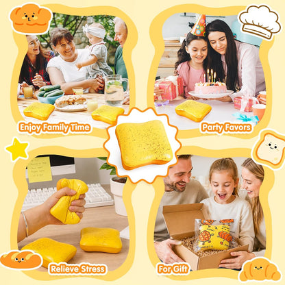 Bread Butter Squishy Slow Rising Squeeze Fidget Squishies Toys（Yellow） | Sensory Fidget Stress Relief Squishies,Soft Fidget Toys Anxiety Relief Party Favors Butter Squishy Bread for Kids＆Adult
