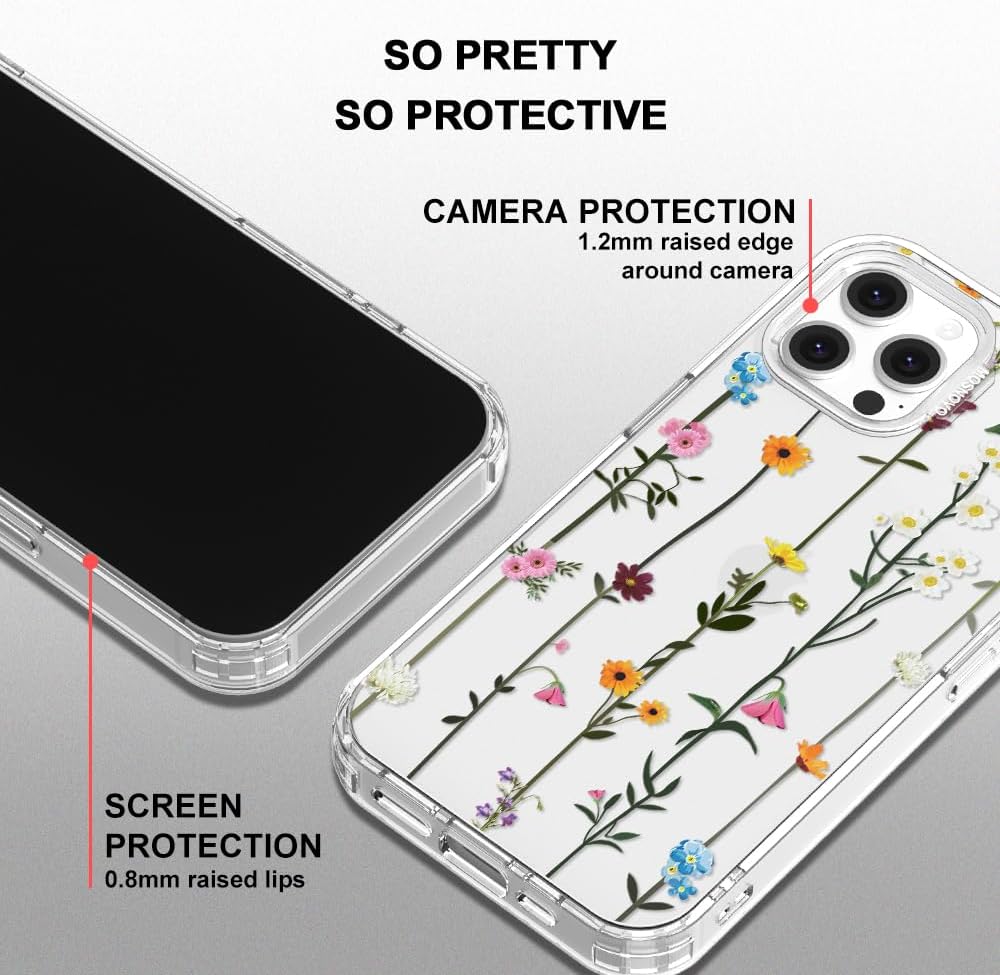 Case for iPhone 13 Pro Max, [Buffertech 6.6ft Military-Grade Drop Protection] [Anti Peel Off Tech] Clear TPU Bumper Phone Case Cover Design - Lemon - Colors D