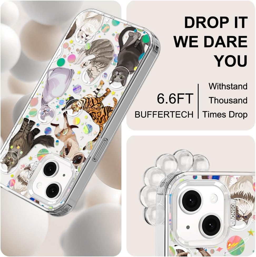 Case for iPhone 13 Pro Max, [Buffertech 6.6ft Military-Grade Drop Protection] [Anti Peel Off Tech] Clear TPU Bumper Phone Case Cover Design - Lemon - Colors D