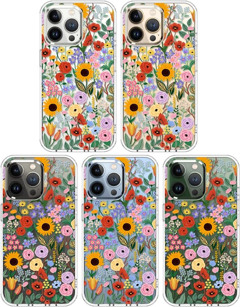 Case for iPhone 13 Pro Max, [Buffertech 6.6ft Military-Grade Drop Protection] [Anti Peel Off Tech] Clear TPU Bumper Phone Case Cover Design - Lemon - Colors D