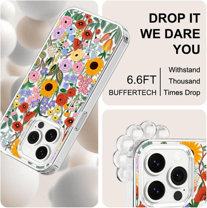 Case for iPhone 13 Pro Max, [Buffertech 6.6ft Military-Grade Drop Protection] [Anti Peel Off Tech] Clear TPU Bumper Phone Case Cover Design - Lemon - Colors D
