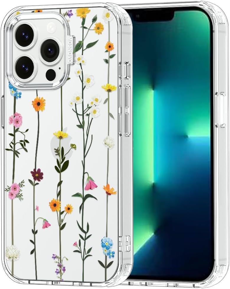 Case for iPhone 13 Pro Max, [Buffertech 6.6ft Military-Grade Drop Protection] [Anti Peel Off Tech] Clear TPU Bumper Phone Case Cover Design - Lemon - Colors D
