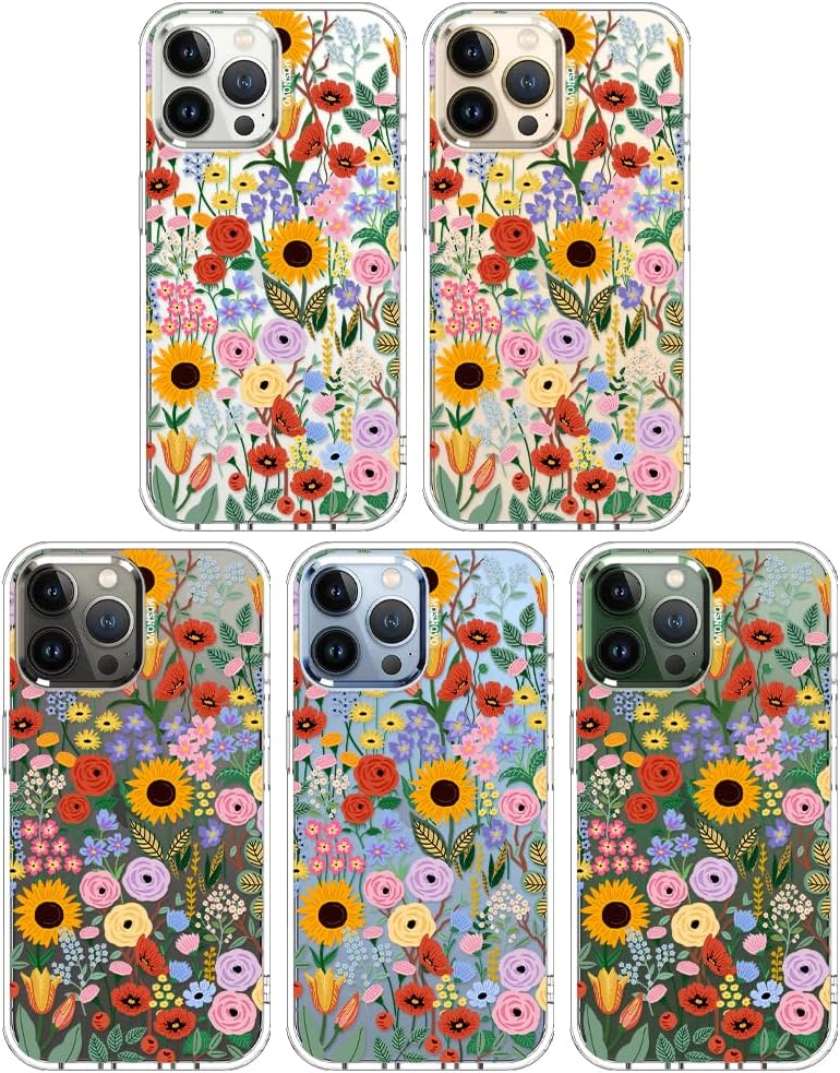 Case for iPhone 13 Pro Max, [Buffertech 6.6ft Military-Grade Drop Protection] [Anti Peel Off Tech] Clear TPU Bumper Phone Case Cover Design - Lemon - Colors D