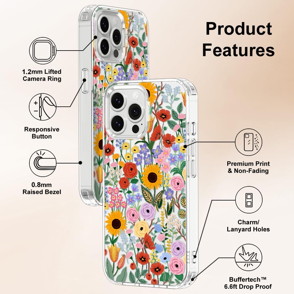 Case for iPhone 13 Pro Max, [Buffertech 6.6ft Military-Grade Drop Protection] [Anti Peel Off Tech] Clear TPU Bumper Phone Case Cover Design - Lemon - Colors D
