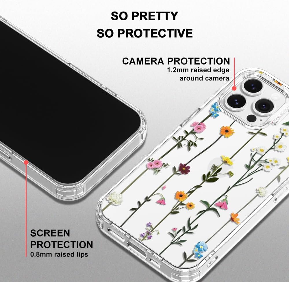 Case for iPhone 13 Pro Max, [Buffertech 6.6ft Military-Grade Drop Protection] [Anti Peel Off Tech] Clear TPU Bumper Phone Case Cover Design - Lemon - Colors D