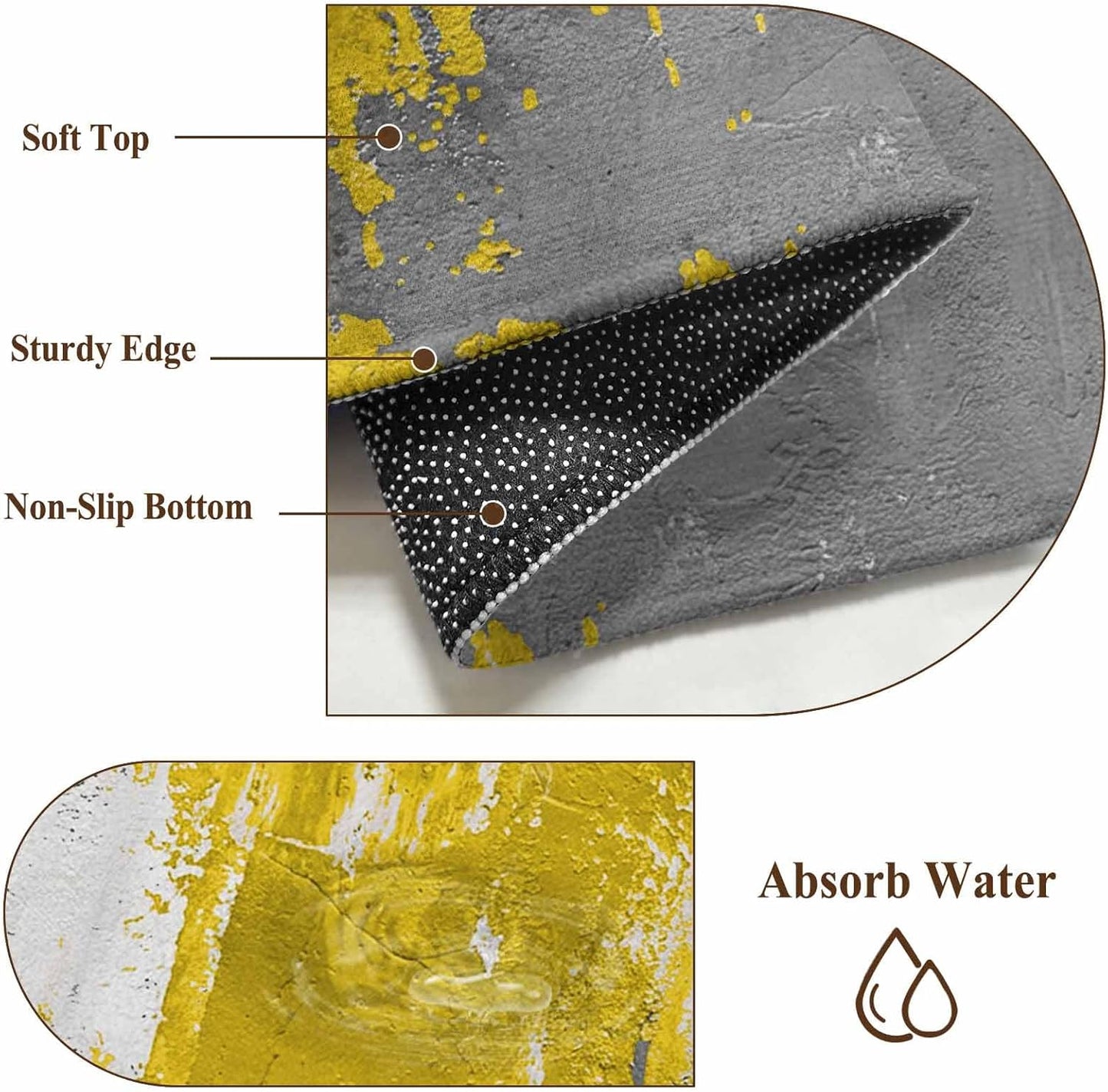 Abstract Art Area Rug 4x6, Yellow Grey Wall Mottled Texture Minimalist Modern Non Slip Area Rugs for Living Room, Soft Floor Mat Washable Low Pile Carpet for Bedroom, Dining Room, Entryway