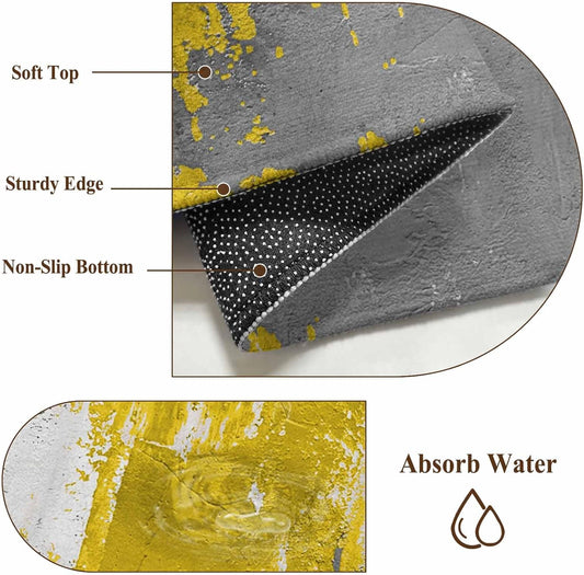 Abstract Art Area Rug 4x6, Yellow Grey Wall Mottled Texture Minimalist Modern Non Slip Area Rugs for Living Room, Soft Floor Mat Washable Low Pile Carpet for Bedroom, Dining Room, Entryway