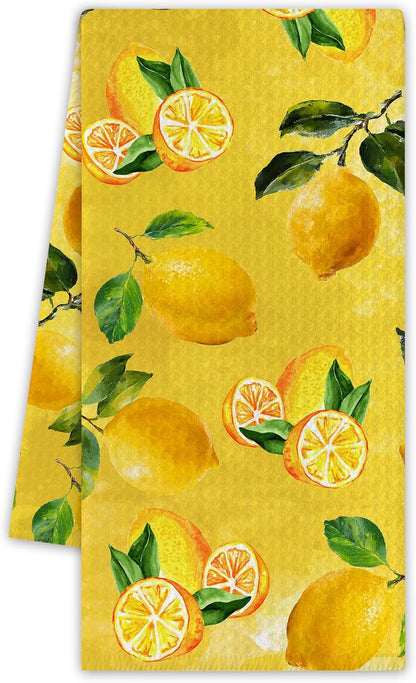 Lemon Kitchen Towels, Spring Dish Towels for Kitchen, 13.8 X 23.6 Inch Decorative Hand Tea Towel for Home Bathroom, Lemon Themed Decorations & Gifts, 20