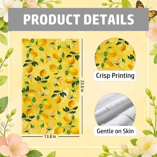 Lemon Kitchen Towels, Spring Dish Towels for Kitchen, 13.8 X 23.6 Inch Decorative Hand Tea Towel for Home Bathroom, Lemon Themed Decorations & Gifts, 20