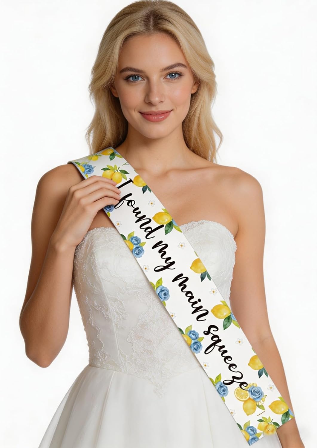 Main Squeeze Bridal Shower Decorations - She Found Her Main Squeeze Bridal Shower Sash, Yellow Lemon Bachelorette Party Sash Decor for Capri Lemon Bride Engagement