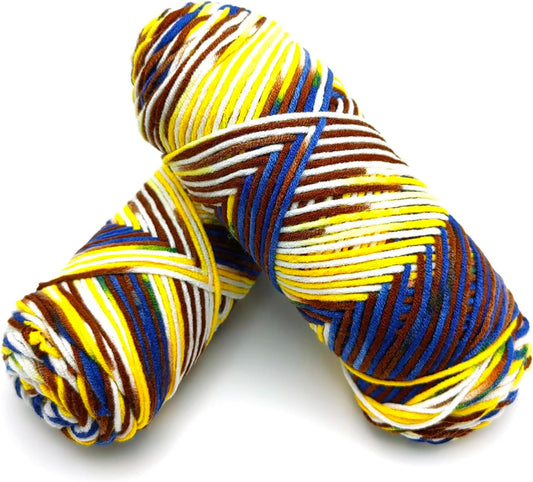 5-Ply Variegated Yarn 200g/2pcs, 100% Acrylic, DK Weight 2.5mm, Soft & Cozy Vibrant Gradient Colors for Knitting & Crocheting Sweaters, Scarves, Shawls, Hats (9#Yellow Brown)