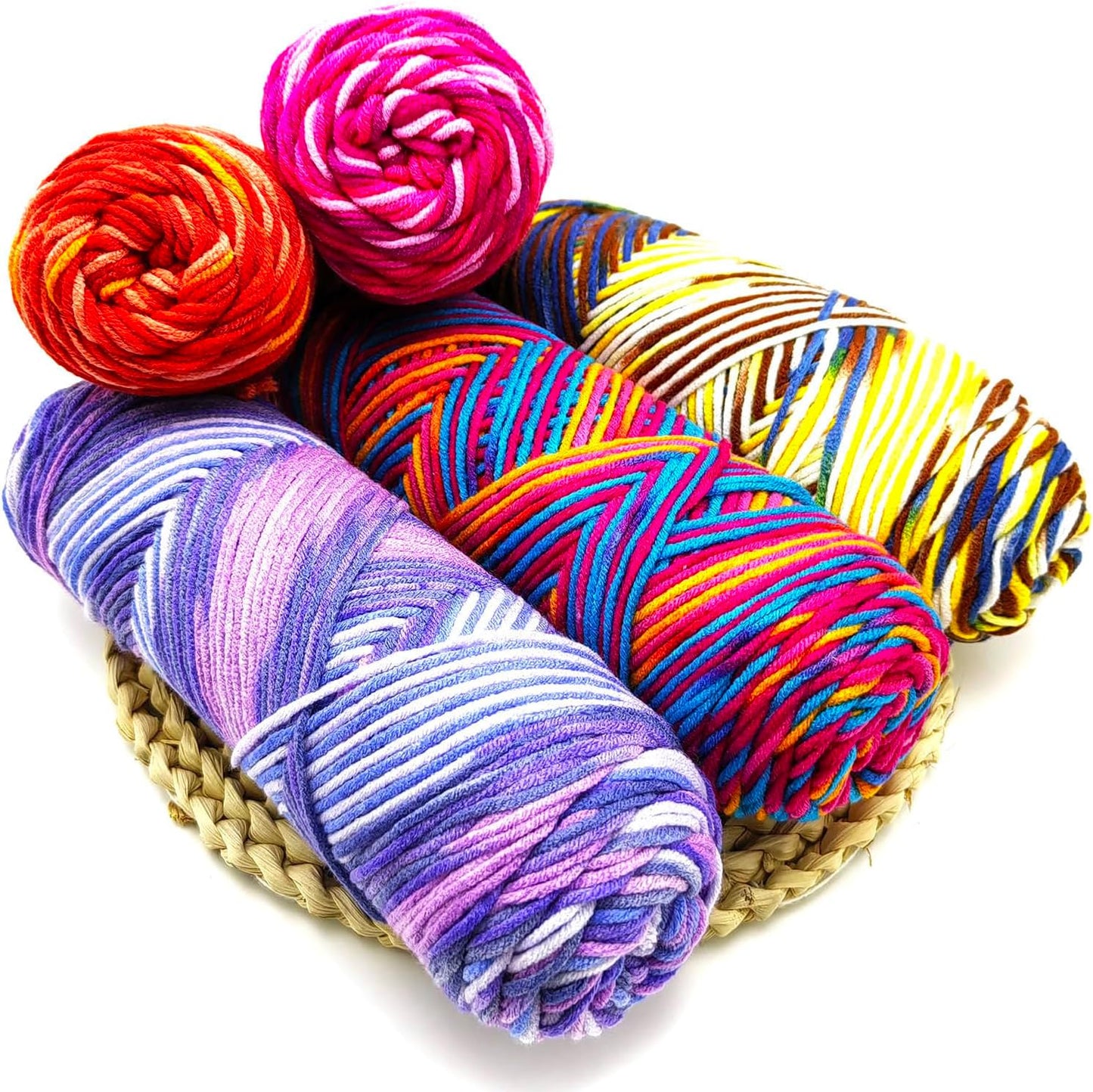 5-Ply Variegated Yarn 200g/2pcs, 100% Acrylic, DK Weight 2.5mm, Soft & Cozy Vibrant Gradient Colors for Knitting & Crocheting Sweaters, Scarves, Shawls, Hats (9#Yellow Brown)