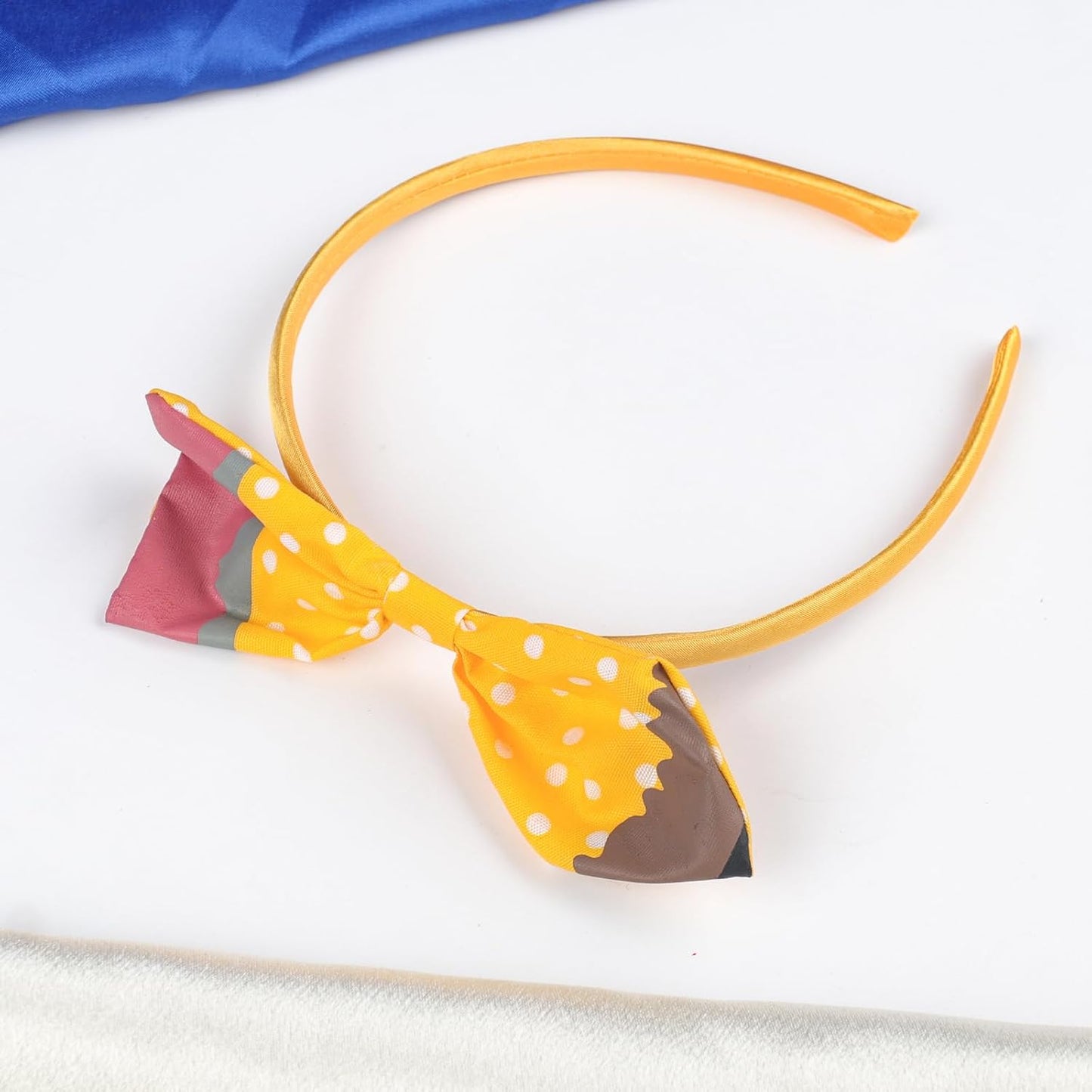 Pencil Bow Headband for Women Girls, Cute Yellow Polka Dot Pencil Shaped Hairband, Back to School/First Day of School/Teacher Appreciation Party Costume Hair Accessory