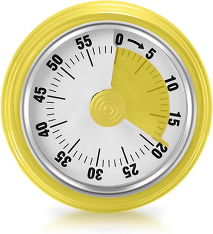 Visual Timer 60-Minute Countdown Timer with Magnetic Base (Yellow) | Kitchen Timer Mechanical Clockwork, Ringer Alert, Time Management Tool for Children and Adults, Study/Work/Cooking