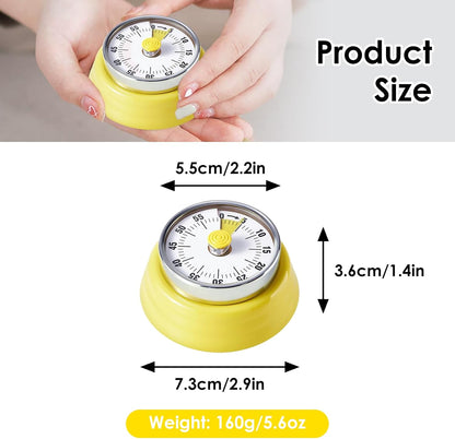 Visual Timer 60-Minute Countdown Timer with Magnetic Base (Yellow) | Kitchen Timer Mechanical Clockwork, Ringer Alert, Time Management Tool for Children and Adults, Study/Work/Cooking
