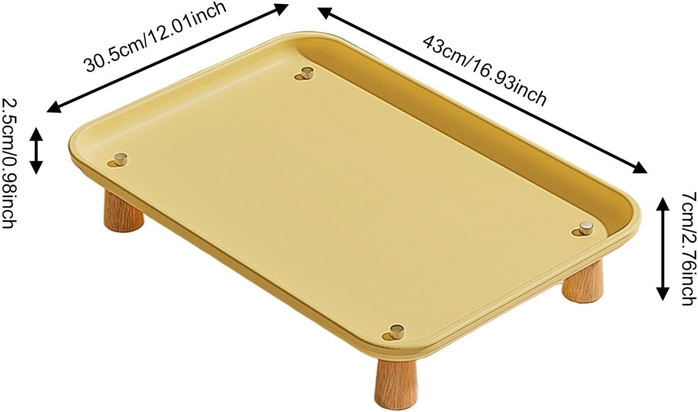 Elevated Pet Feeder Stand for Automatic Cat & Dog Feeders, Wood and Metal Raised Shelf, 16.93 x 12.01 x 2.76 in, Yellow