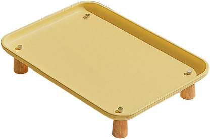 Elevated Pet Feeder Stand for Automatic Cat & Dog Feeders, Wood and Metal Raised Shelf, 16.93 x 12.01 x 2.76 in, Yellow