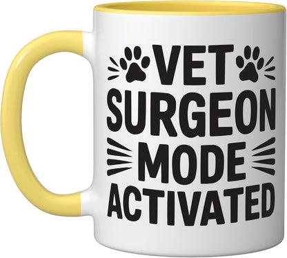 Veterinary Surgeon Veterinarian Pet Animal Care Ceramic Mug, Yellow/White, 11oz