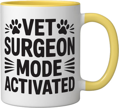 Veterinary Surgeon Veterinarian Pet Animal Care Ceramic Mug, Yellow/White, 11oz