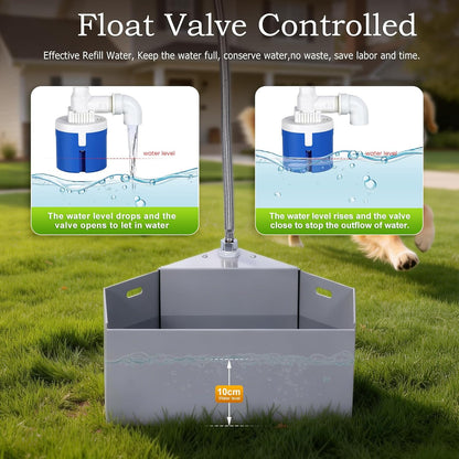 Automatic Dog Water Bowl Dispenser, 1.6 Gallon Chicken Waterer | Self Filling Water Feeder For Pet, Dogs, Chicken, Livestock, Kennel Wall Mount, Spill Proof, 79" Pipe & 3/4" GHT Hose Connect