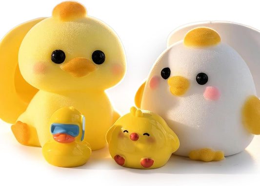 2-Pack Taba Squishy Duck Chick Toys, Cute Squishy Fidget Stress Relief Toys | Handmade Soft Non-toxic Silicone Cheese Butter Dumpling Squishy, Fuzzy Animal Sensory Toys for Kids Adults