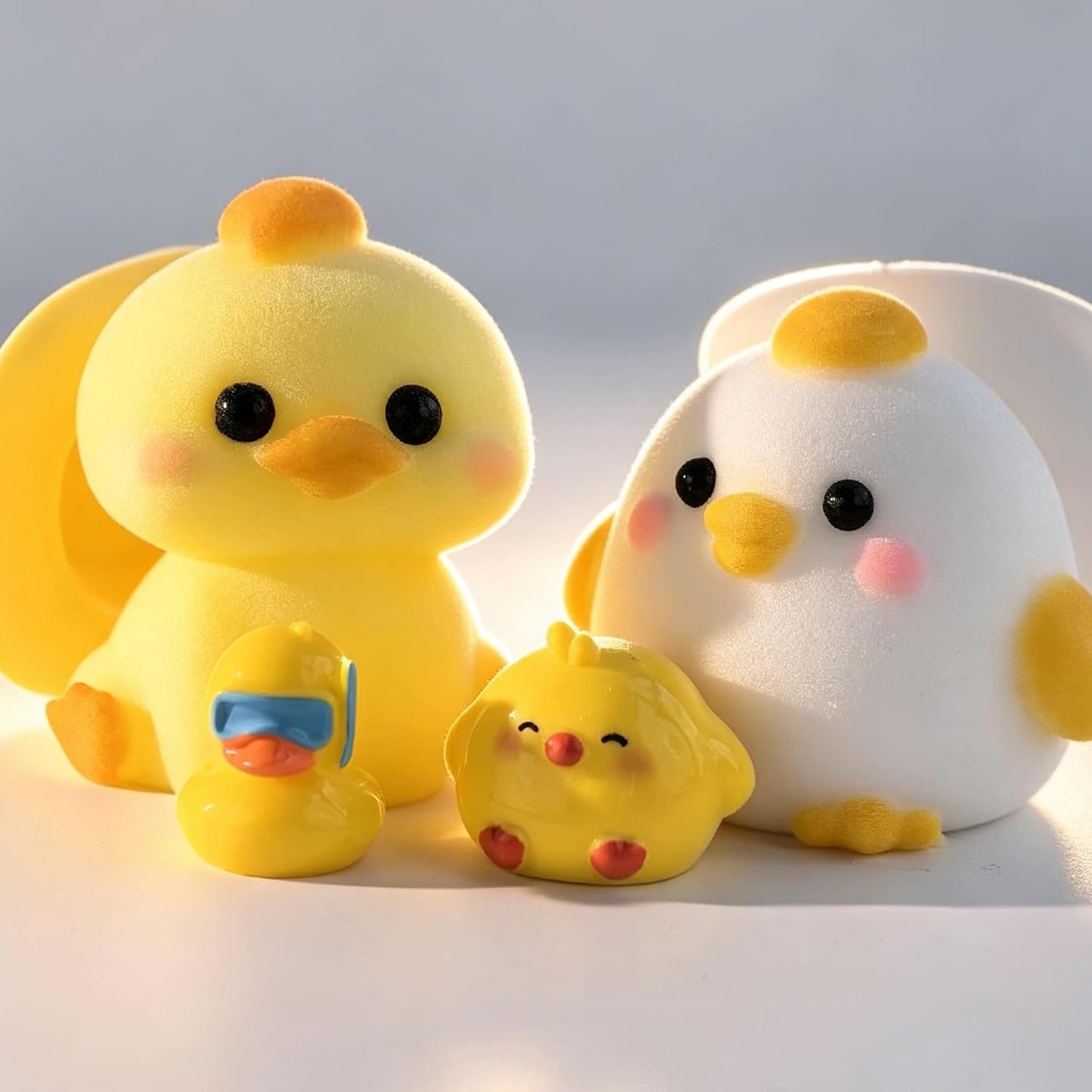 2-Pack Taba Squishy Duck Chick Toys, Cute Squishy Fidget Stress Relief Toys | Handmade Soft Non-toxic Silicone Cheese Butter Dumpling Squishy, Fuzzy Animal Sensory Toys for Kids Adults