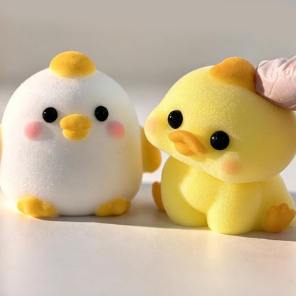 2-Pack Taba Squishy Duck Chick Toys, Cute Squishy Fidget Stress Relief Toys | Handmade Soft Non-toxic Silicone Cheese Butter Dumpling Squishy, Fuzzy Animal Sensory Toys for Kids Adults