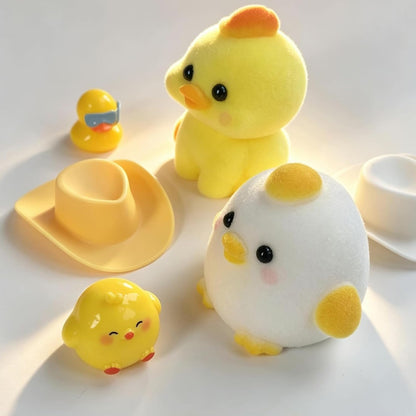 2-Pack Taba Squishy Duck Chick Toys, Cute Squishy Fidget Stress Relief Toys | Handmade Soft Non-toxic Silicone Cheese Butter Dumpling Squishy, Fuzzy Animal Sensory Toys for Kids Adults