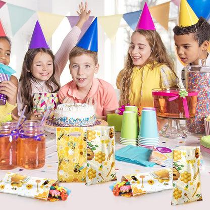 40PCS Bee Party Favor Bags, Sweet Can Bee Goodie Bag Sunflower Yellow Gift Bags for Birthday Baby Shower Party Decoration Supplies