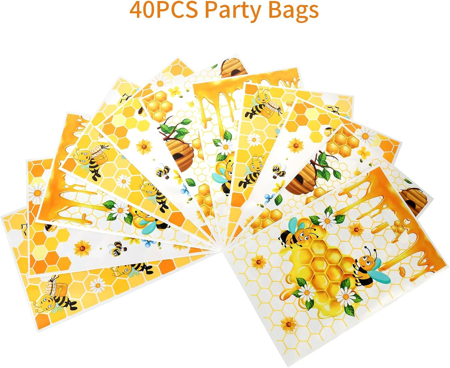 40PCS Bee Party Favor Bags, Sweet Can Bee Goodie Bag Sunflower Yellow Gift Bags for Birthday Baby Shower Party Decoration Supplies