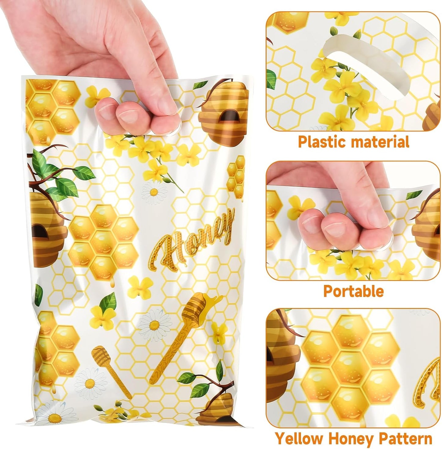 40PCS Bee Party Favor Bags, Sweet Can Bee Goodie Bag Sunflower Yellow Gift Bags for Birthday Baby Shower Party Decoration Supplies