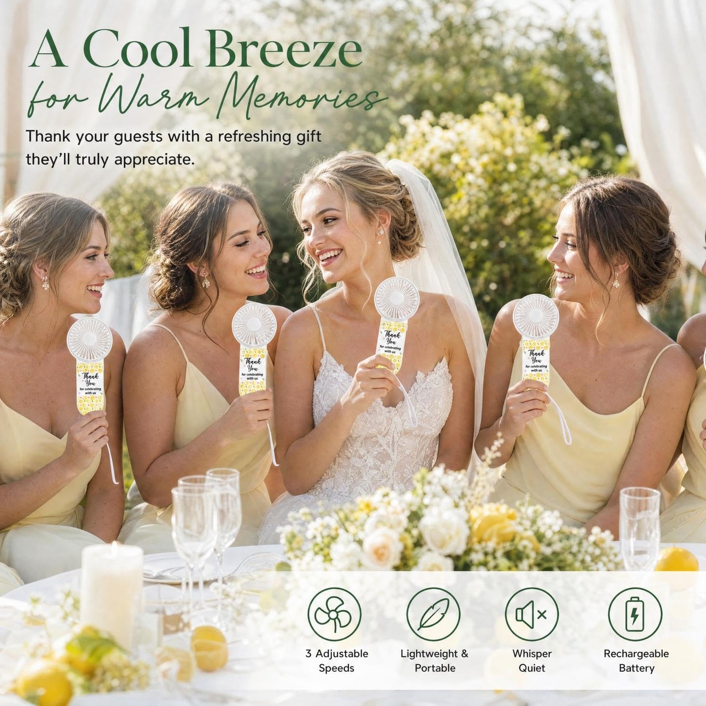 12 Set Lemon Mini Fans Bulk for Guests Wedding Party Favors Bridal Shower Decorations Small Handheld Fans Portable Battery Powered for Bridesmaid Thank You Gift Summer Mediterranean Party