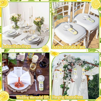 12 Set Lemon Mini Fans Bulk for Guests Wedding Party Favors Bridal Shower Decorations Small Handheld Fans Portable Battery Powered for Bridesmaid Thank You Gift Summer Mediterranean Party
