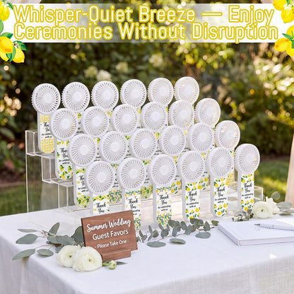 12 Set Lemon Mini Fans Bulk for Guests Wedding Party Favors Bridal Shower Decorations Small Handheld Fans Portable Battery Powered for Bridesmaid Thank You Gift Summer Mediterranean Party
