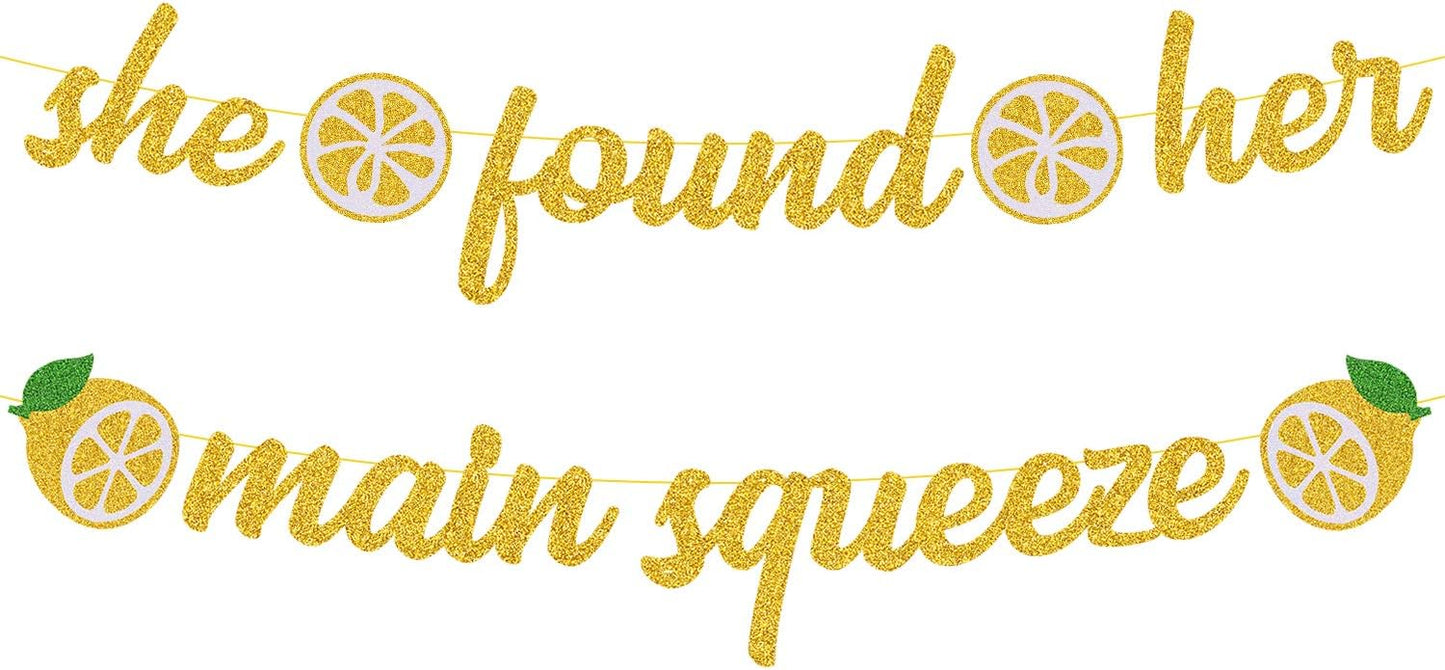 She Found Her Main Squeeze Bridal Shower Decorations for Lemon Citrus Lemon Theme Bride to Be Bachelorette Wedding Engagement Final Fiesta Hen Party Decor