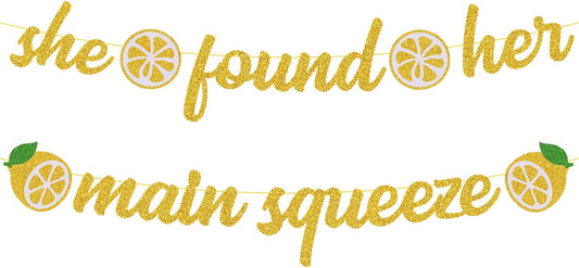 She Found Her Main Squeeze Bridal Shower Decorations for Lemon Citrus Lemon Theme Bride to Be Bachelorette Wedding Engagement Final Fiesta Hen Party Decor