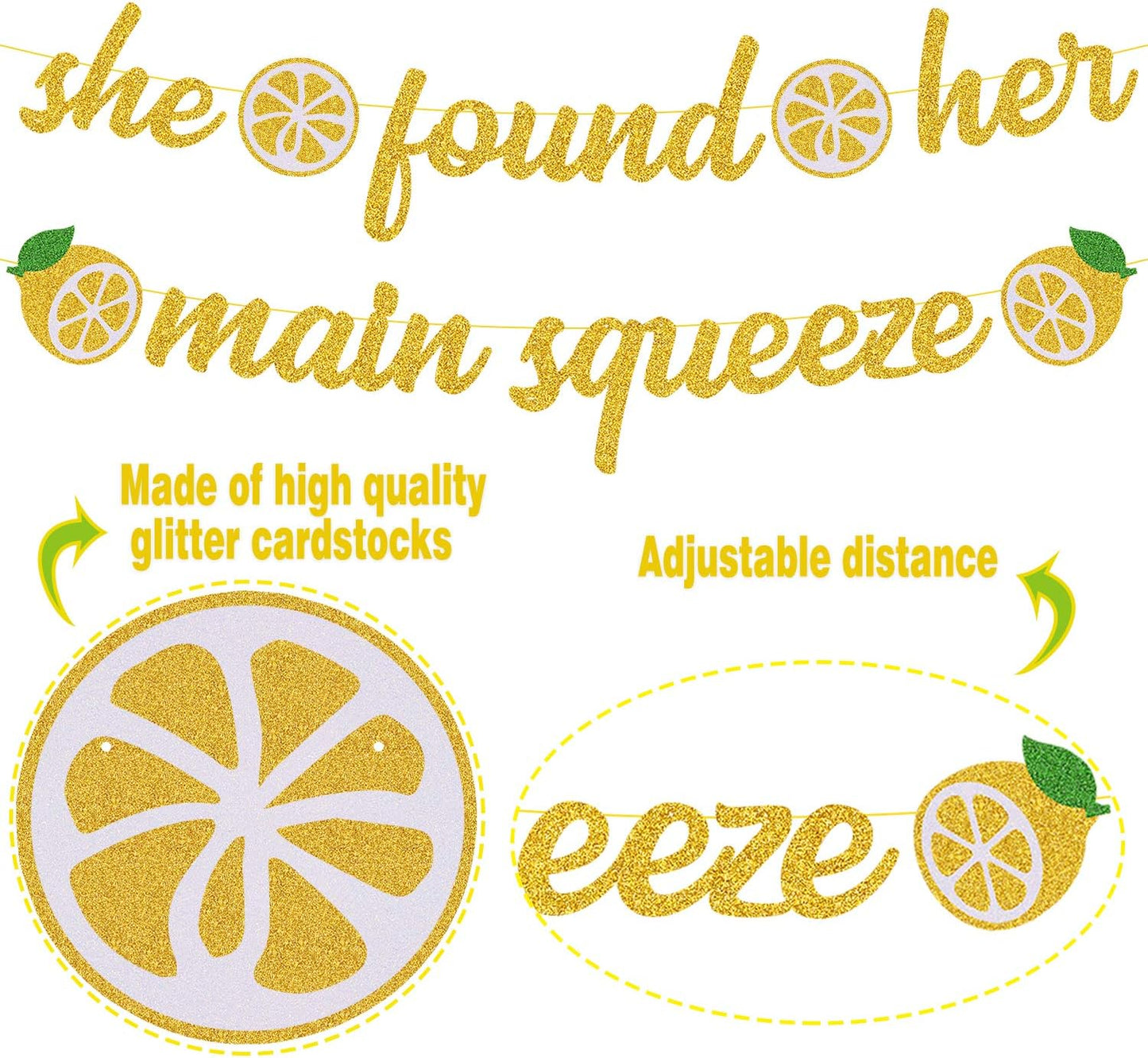 She Found Her Main Squeeze Bridal Shower Decorations for Lemon Citrus Lemon Theme Bride to Be Bachelorette Wedding Engagement Final Fiesta Hen Party Decor