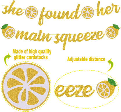 She Found Her Main Squeeze Bridal Shower Decorations for Lemon Citrus Lemon Theme Bride to Be Bachelorette Wedding Engagement Final Fiesta Hen Party Decor